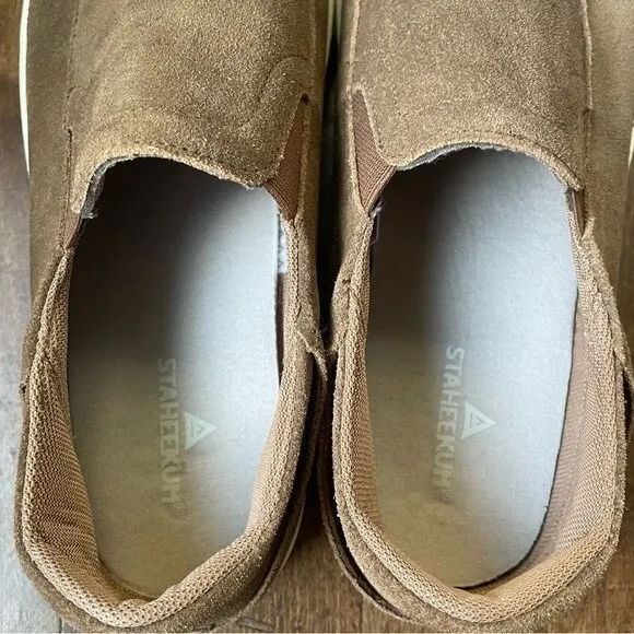 Staheekum Brown Genuine Suede Flip Side Loafers Shoes with Crash Back, size 9.5
