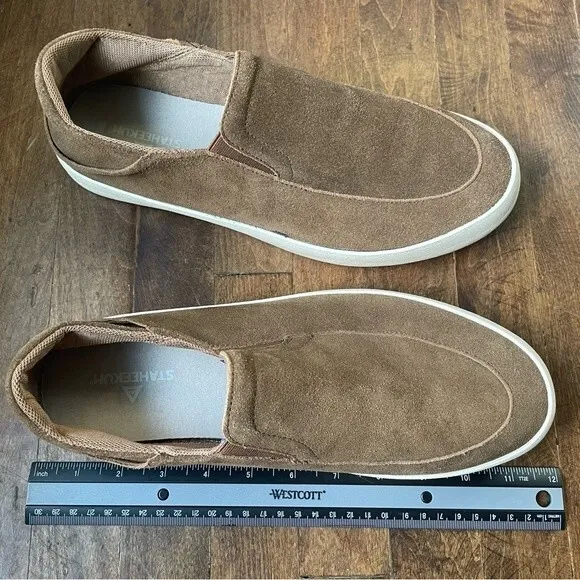 Staheekum Brown Genuine Suede Flip Side Loafers Shoes with Crash Back, size 9.5
