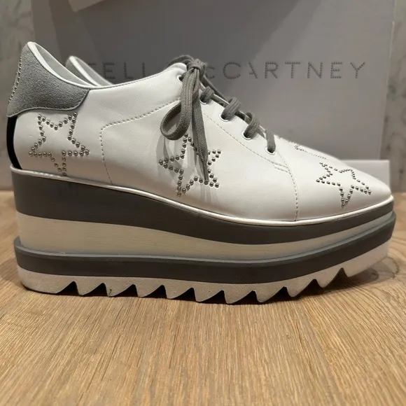 Stella McCartney Plas S Gomma White with Silver Stud Star Platform