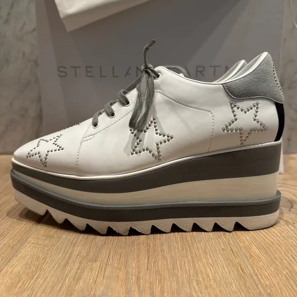 Stella McCartney Plas S Gomma White with Silver Stud Star Platform