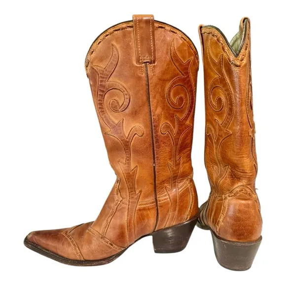 Stetson vintage Brown Leather Western Boots woman's size 8.