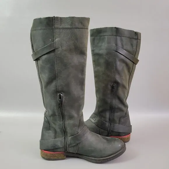 Steve Madden Edgewater Women's Zip Leather Biker Boho Harness Boots Size 8