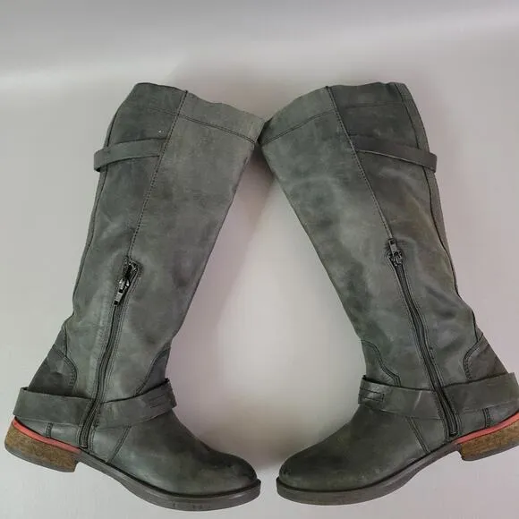 Steve Madden Edgewater Women's Zip Leather Biker Boho Harness Boots Size 8