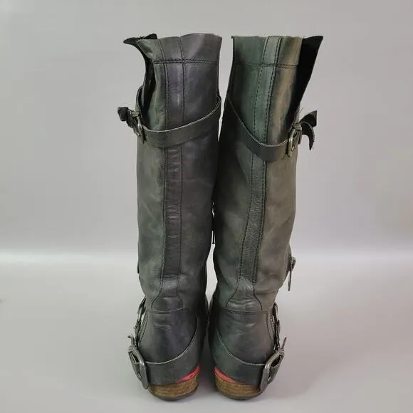 Steve Madden Edgewater Women's Zip Leather Biker Boho Harness Boots Size 8