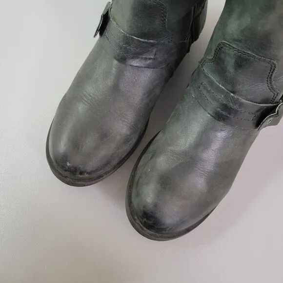 Steve Madden Edgewater Women's Zip Leather Biker Boho Harness Boots Size 8