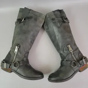 Steve Madden Edgewater Women's Zip Leather Biker Boho Harness Boots Size 8