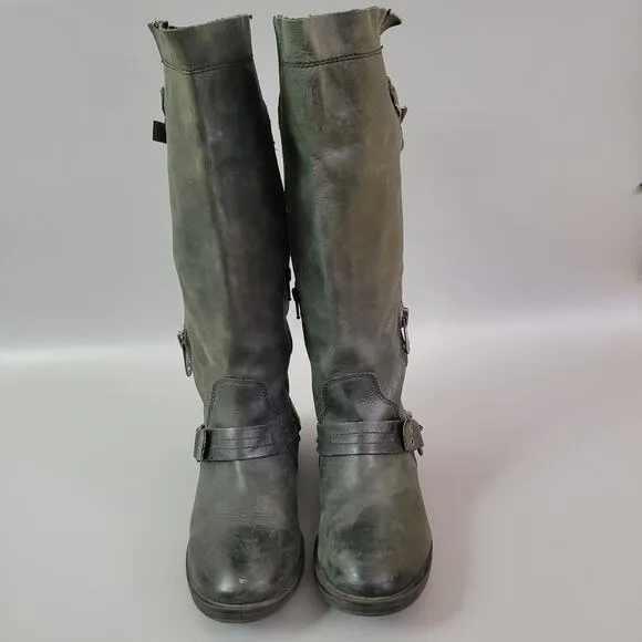 Steve Madden Edgewater Women's Zip Leather Biker Boho Harness Boots Size 8