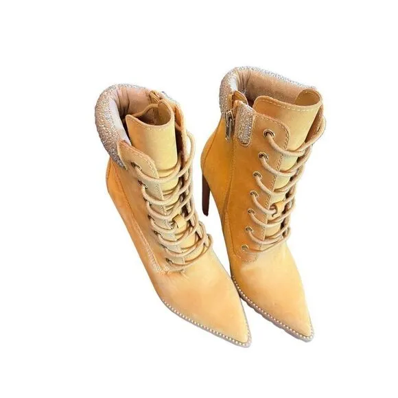 Steve Madden Karmen Cognac Studded Ankle‎ Boots NWOT