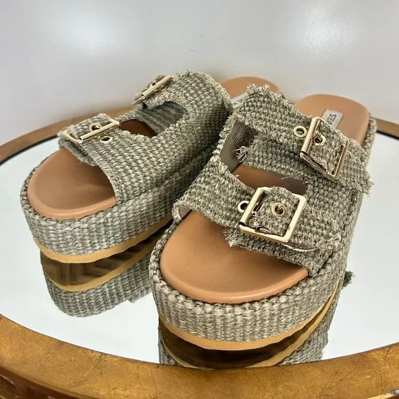 STEVE MADDEN Karrigan Womens Platform Sandals in Olive Size US 8.5