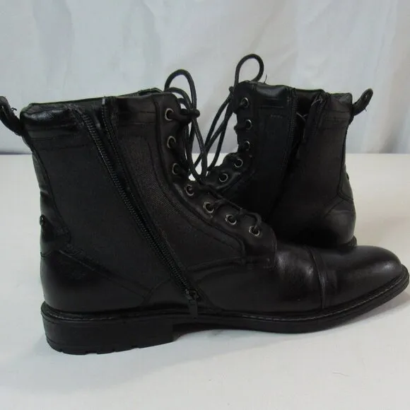 Steve Madden Men's Bunsin Black Lace-Up Boot Size 9.5 Combat/ Moto/ Classic