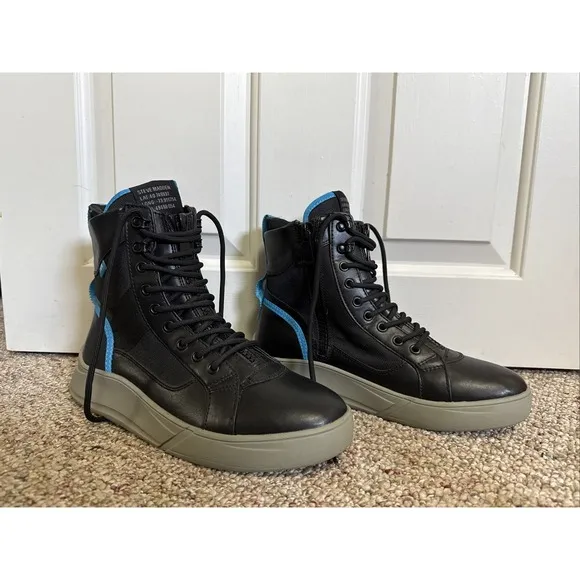 Steve Madden Mens Zenith Faux Leather Zipper High-Top Sneakers Shoes 9M