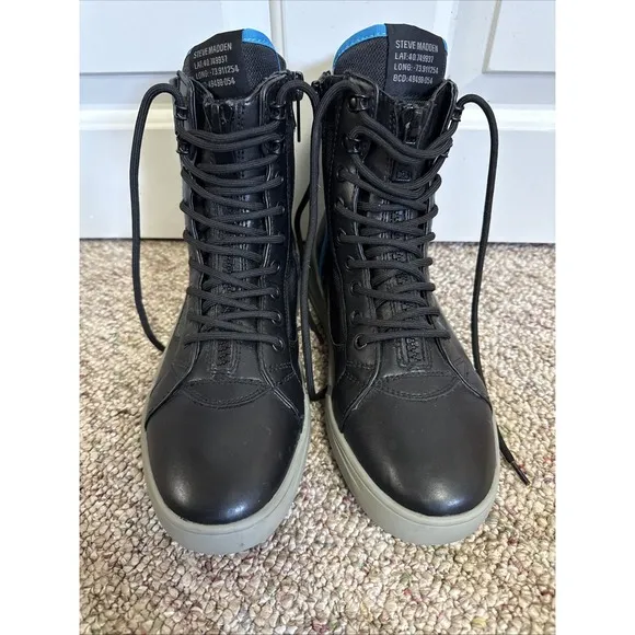 Steve Madden Mens Zenith Faux Leather Zipper High-Top Sneakers Shoes 9M