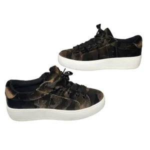 Steve Madden Shoes Womens 7 Velour Camouflage Green Brown Sneakers Low Top Satin