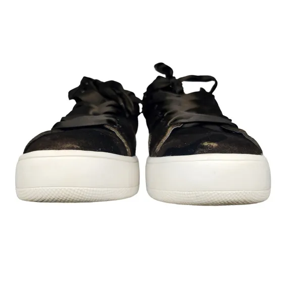 Steve Madden Shoes Womens 7 Velour Camouflage Green Brown Sneakers Low Top Satin