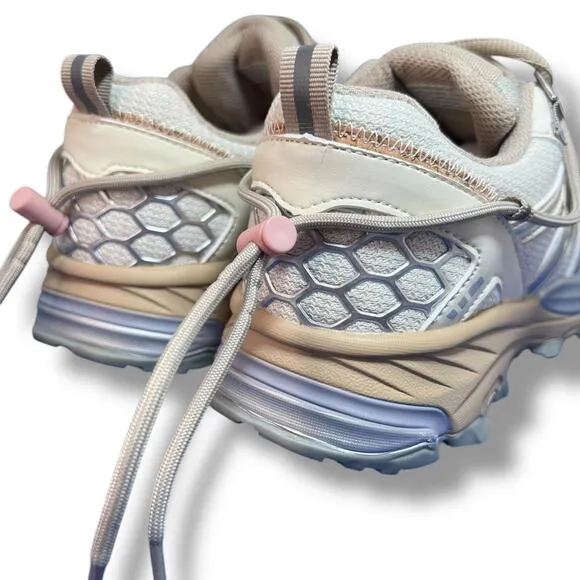 Steve Madden Watts Sneakers Women's 7.5 Beige Mesh Chunky Trail Bungee Cord Lace