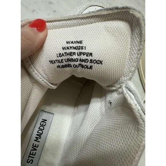 Steve Madden Wayne High Top Sneakers White Leather Crackle Size 10 Made Italy