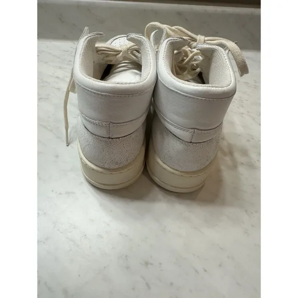 Steve Madden Wayne High Top Sneakers White Leather Crackle Size 10 Made Italy