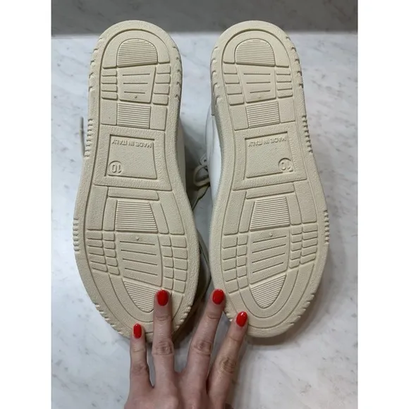 Steve Madden Wayne High Top Sneakers White Leather Crackle Size 10 Made Italy