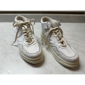 Steve Madden Wayne High Top Sneakers White Leather Crackle Size 10 Made Italy