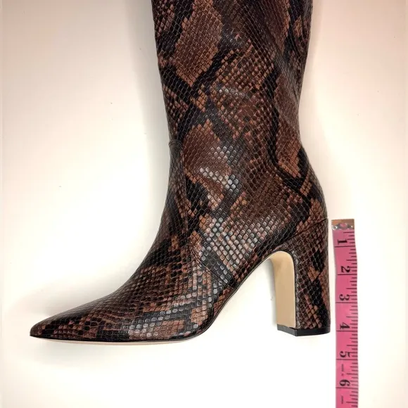 Steve Madden Women's Brown Evey Tall Boot Snakeskin Knee-High Boots Size- 7.5