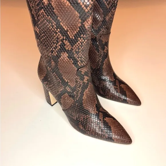 Steve Madden Women's Brown Evey Tall Boot Snakeskin Knee-High Boots Size- 7.5