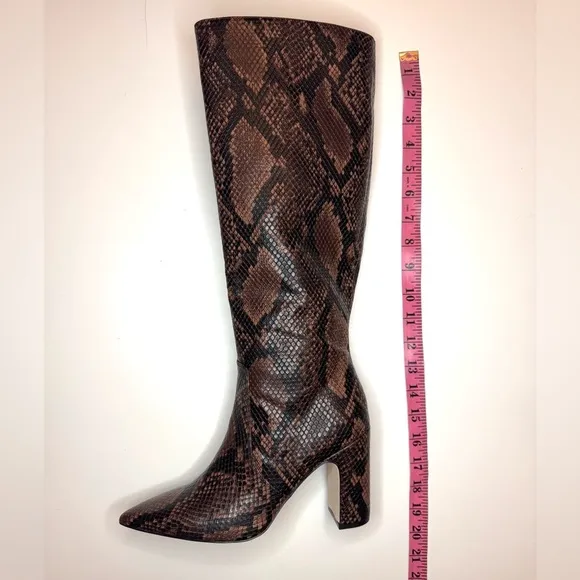 Steve Madden Women's Brown Evey Tall Boot Snakeskin Knee-High Boots Size- 7.5
