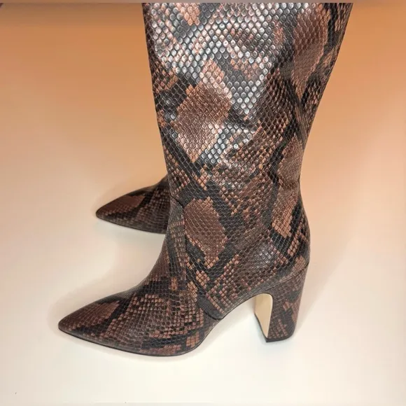 Steve Madden Women's Brown Evey Tall Boot Snakeskin Knee-High Boots Size- 7.5