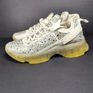 Steve Madden Women's Maxima Rhinestone Sneakes Off White Platform Shoes Size 9.5