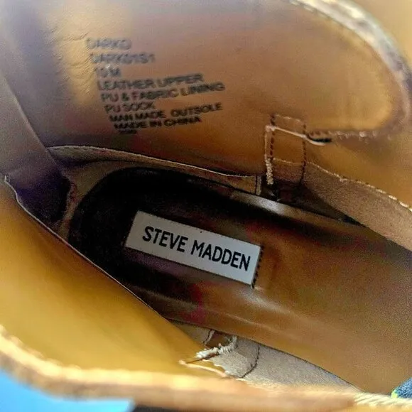 Steve Madden Womens Tan Suede Ankle Boots Size 10 Medium With Leather Upper &amp; PU