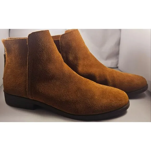 Steve Madden Womens Tan Suede Ankle Boots Size 10 Medium With Leather Upper &amp; PU