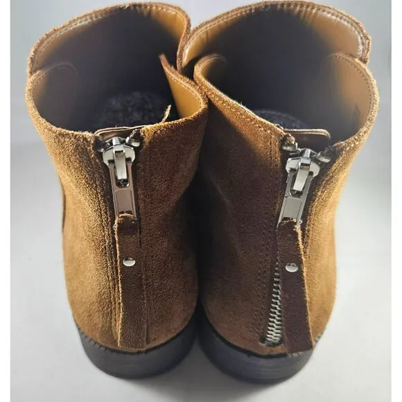 Steve Madden Womens Tan Suede Ankle Boots Size 10 Medium With Leather Upper &amp; PU