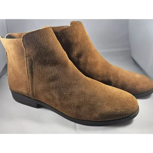 Steve Madden Womens Tan Suede Ankle Boots Size 10 Medium With Leather Upper &amp; PU