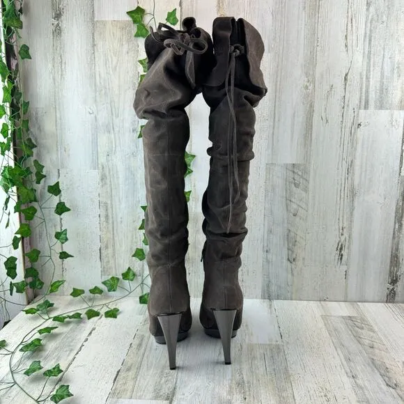 Steve Madden Xennon gray Suede Stiletto Size 9 Tall Platform Boots