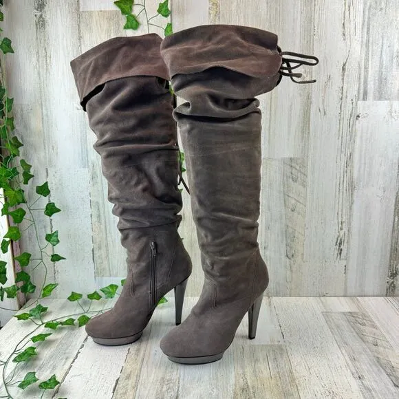 Steve Madden Xennon gray Suede Stiletto Size 9 Tall Platform Boots