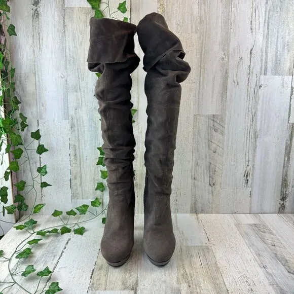 Steve Madden Xennon gray Suede Stiletto Size 9 Tall Platform Boots