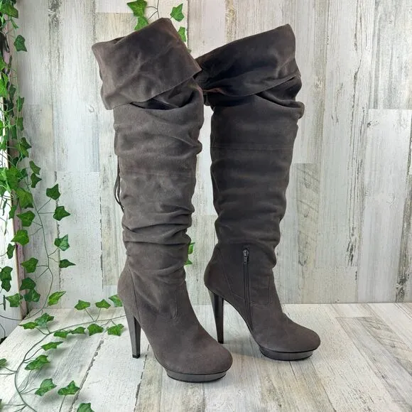 Steve Madden Xennon gray Suede Stiletto Size 9 Tall Platform Boots