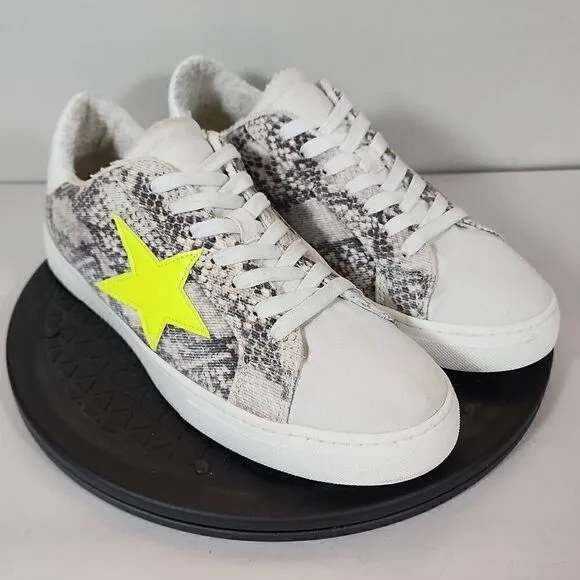 Steven New York Reeves Sneaker Neon Yellow Star Women's Size 9.5