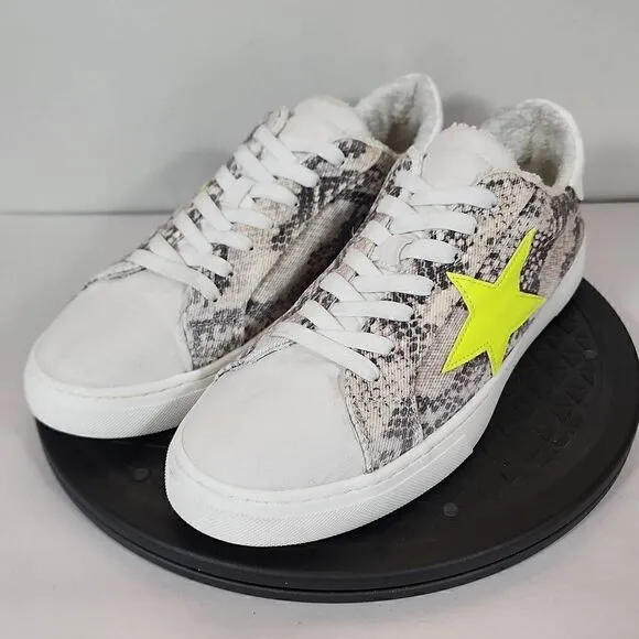 Steven New York Reeves Sneaker Neon Yellow Star Women's Size 9.5