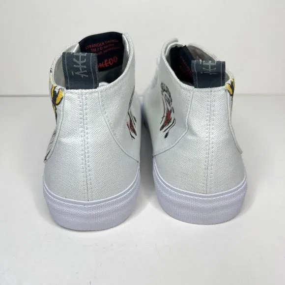 Stranger Things Hellfire Club Mens US 10 Akedo White High Top Shoes Sneakers NEW
