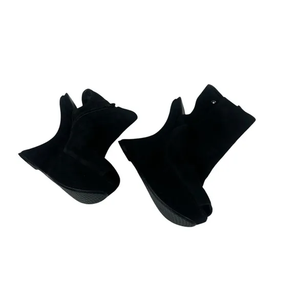 Stuart Weitzman Black Suede Platform Wedge Heels