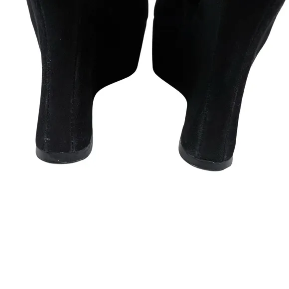 Stuart Weitzman Black Suede Platform Wedge Heels