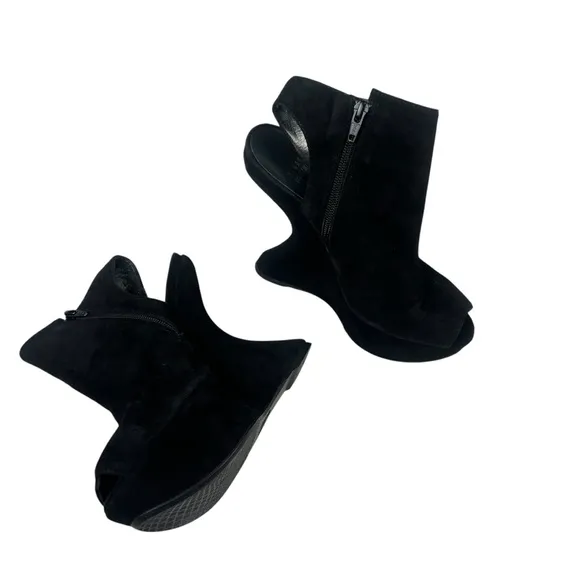 Stuart Weitzman Black Suede Platform Wedge Heels
