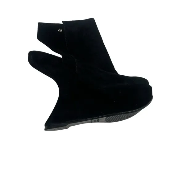 Stuart Weitzman Black Suede Platform Wedge Heels