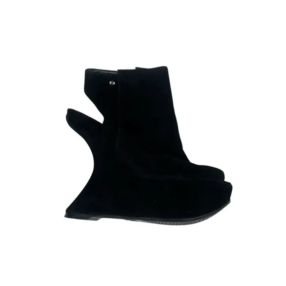 Stuart Weitzman Black Suede Platform Wedge Heels