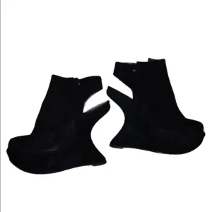 Stuart Weitzman Black Suede Platform Wedge Heels
