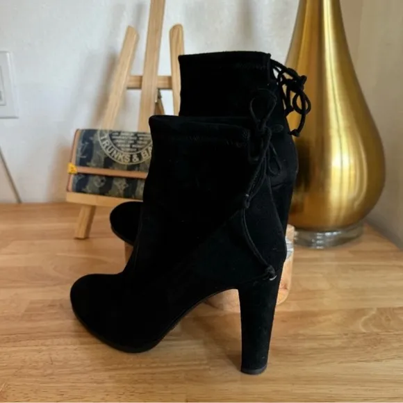 Stuart Weitzman Catch Tie-Back Suede AnkleBoot Size 6.5