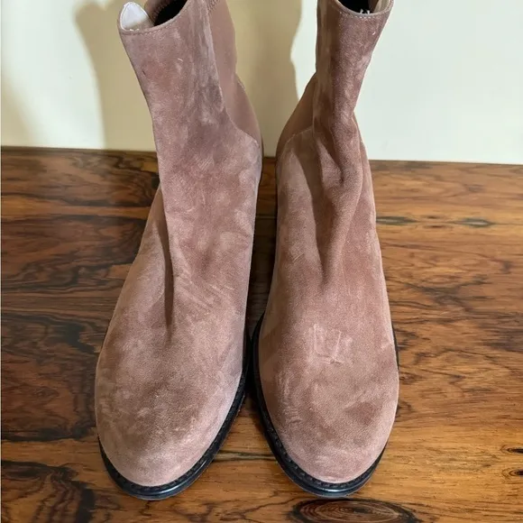 Stuart Weitzman Easyon Reserve Suede and Neoprene Ankle Boots Brown