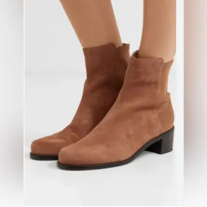 Stuart Weitzman Easyon Reserve Suede and Neoprene Ankle Boots Brown