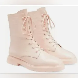 Stuart Weitzman Mckenzee Croc Embossed Leather Ankle Boots