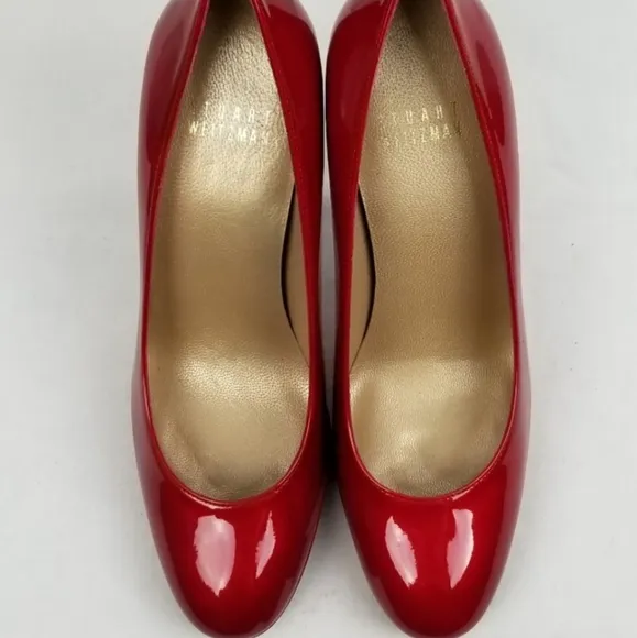Stuart Weitzman Platswoon Red Patent Heels Pumps 7 M